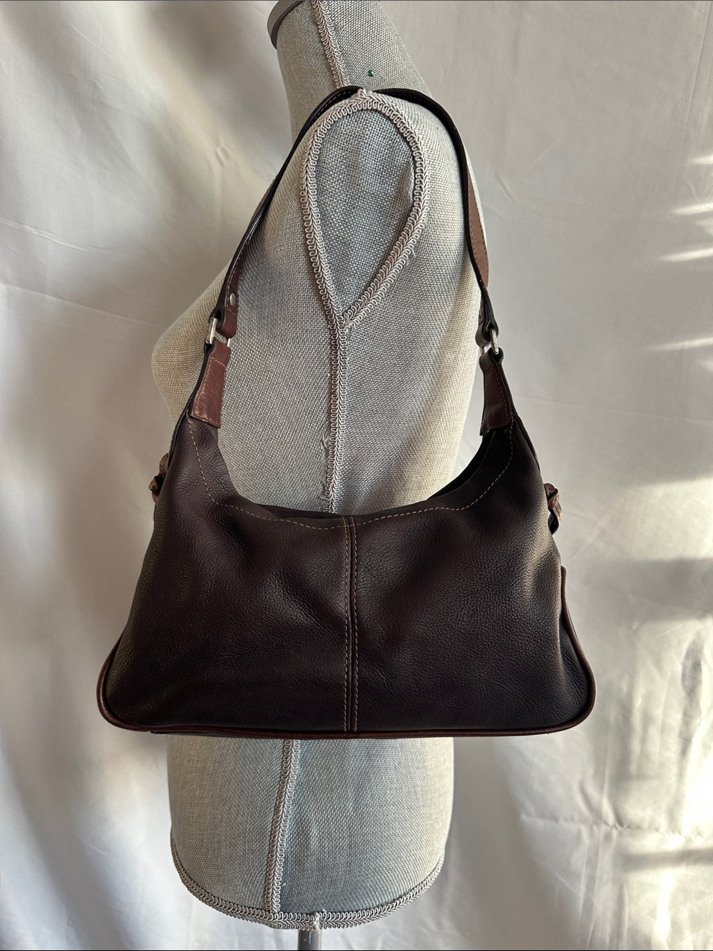 Vintage Fossil Dark Brown Leather Shoulder Bag